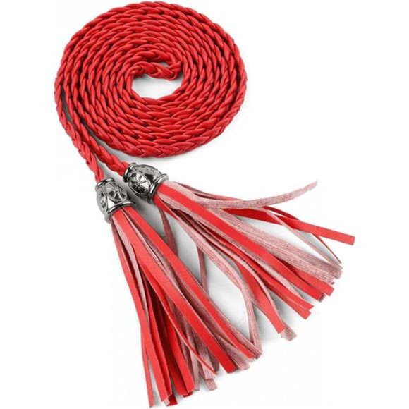 Allegra K Women\'s Tassel Braided Belts Skinny Woven Waist Belts for Skirt Dress main image 4